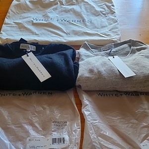 2 women's XS Classic Linen Rib Trim Crewneck  Colors Black and  Smoke.